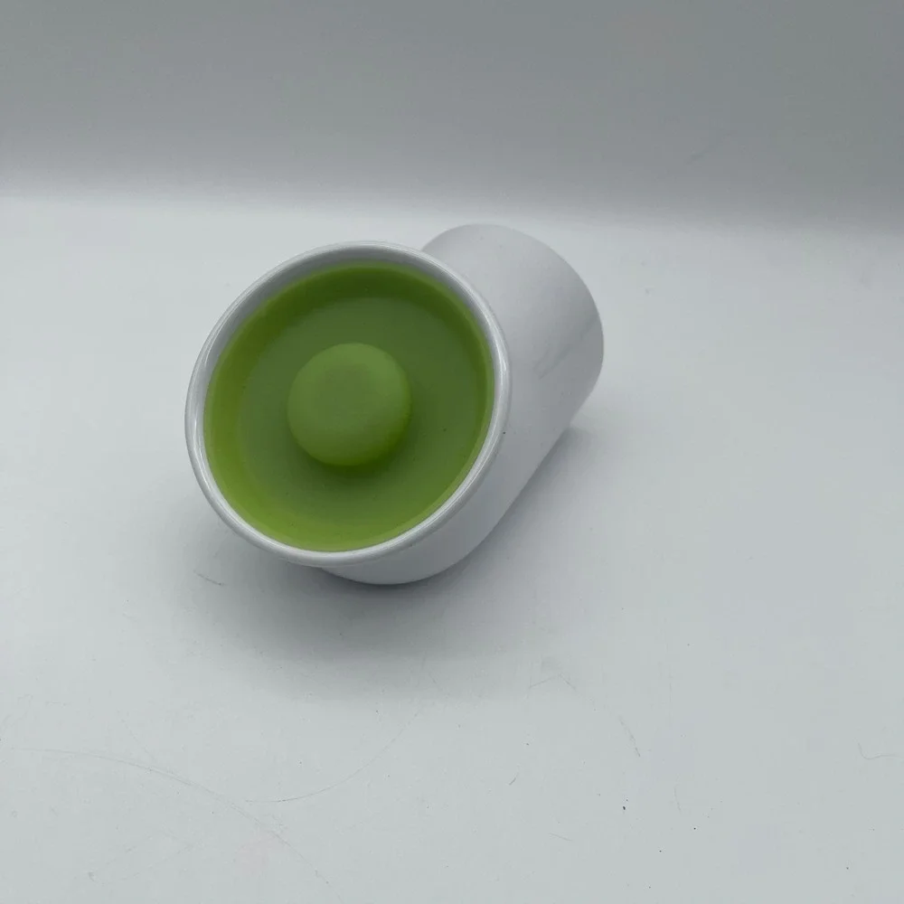 Modern White Ceramic Angled Salt Cellar with Lime Green Silicone Lid Spice Jar